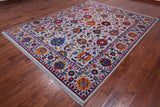 Grey Persian Tabriz Hand Knotted Wool & Silk Rug - 8' 0" X 10' 1"