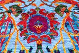 Blue Persian Sickle Leaf Hand Knotted Wool & Silk Rug - 8' 0" X 10' 4"