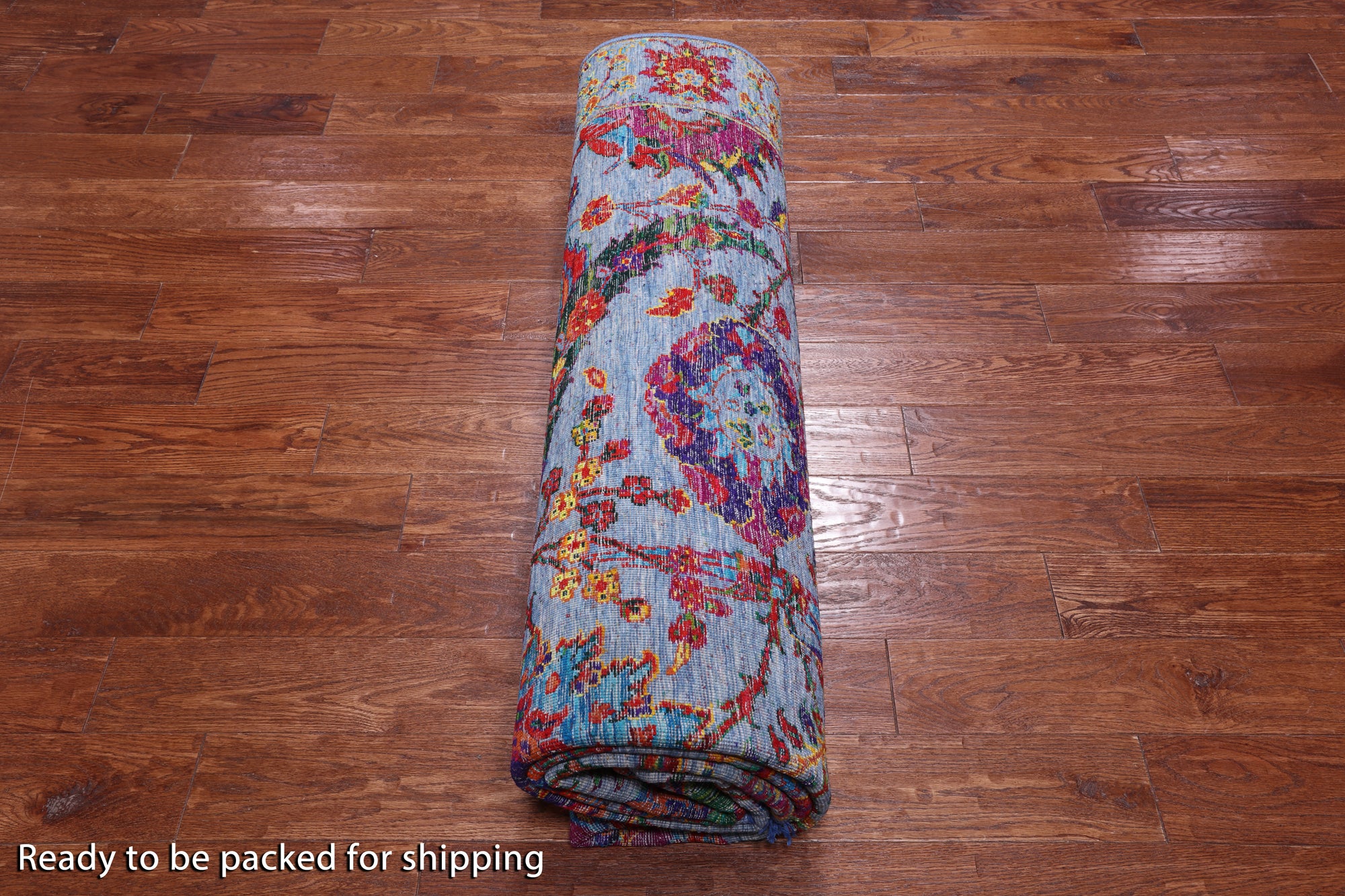 Blue Persian Sickle Leaf Hand Knotted Wool & Silk Rug - 8' 0" X 10' 4"