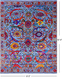 Blue Persian Sickle Leaf Hand Knotted Wool & Silk Rug - 8' 0" X 10' 4"