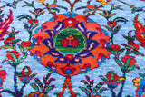 Blue Persian Sickle Leaf Hand Knotted Wool & Silk Rug - 8' 0" X 10' 4"