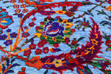Blue Persian Sickle Leaf Hand Knotted Wool & Silk Rug - 8' 0" X 10' 4"