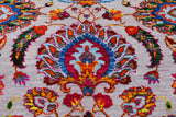 Grey Persian Tabriz Handmade Wool & Silk Rug - 7' 11" X 9' 11"