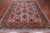 Grey Persian Tabriz Handmade Wool & Silk Rug - 7' 11" X 9' 11"