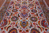 Grey Persian Tabriz Handmade Wool & Silk Rug - 7' 11" X 9' 11"