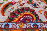Grey Persian Tabriz Handmade Wool & Silk Rug - 7' 11" X 9' 11"