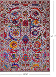 Grey Persian Sickle Leaf Handmade Wool & Silk Rug - 10' 0" X 14' 11"