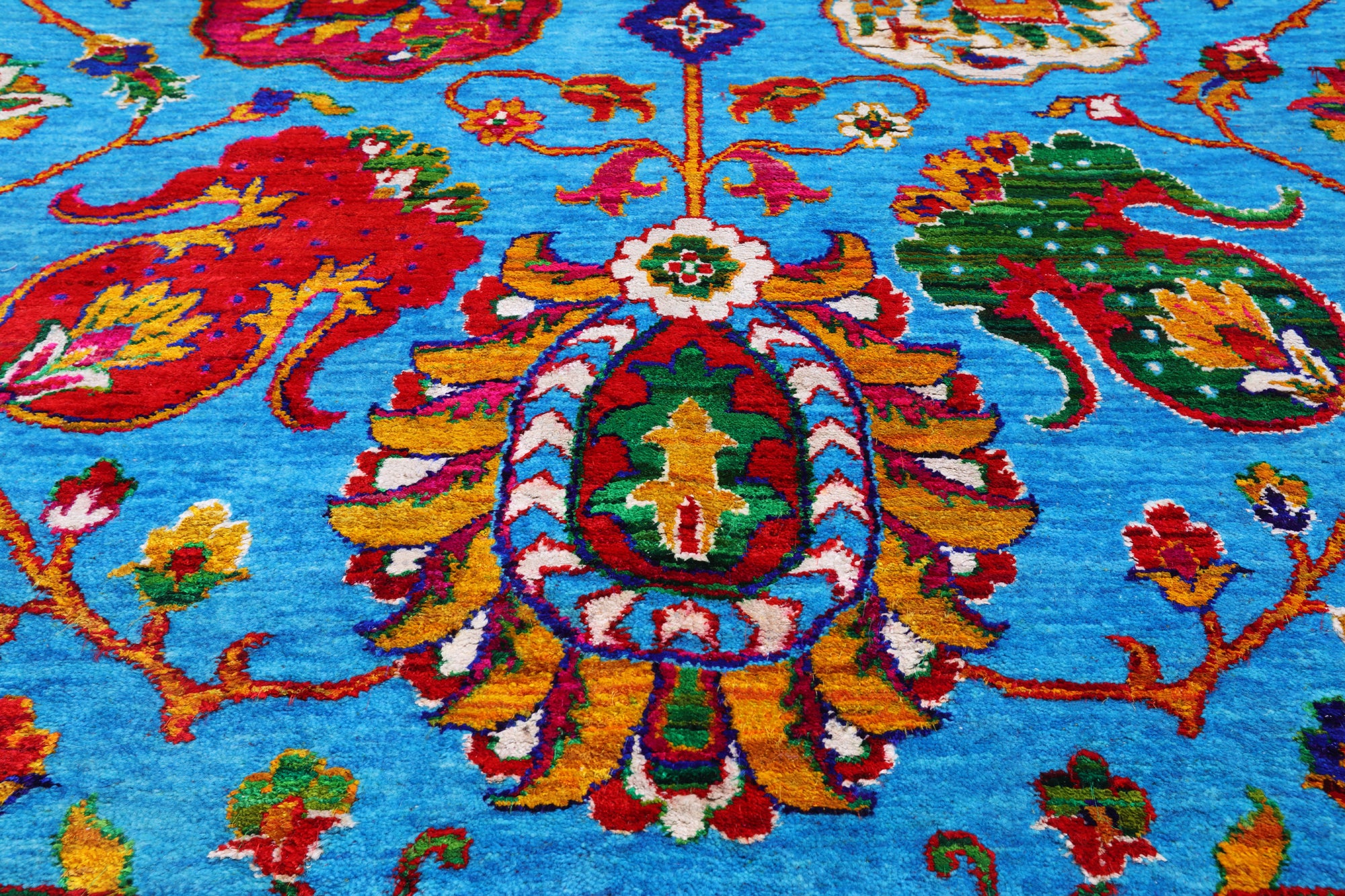 Blue Persian Tabriz Handmade Wool & Silk Rug - 10' 0" X 14' 6"
