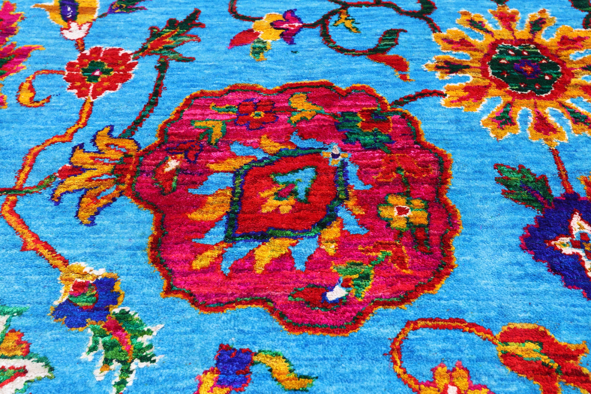 Blue Persian Tabriz Handmade Wool & Silk Rug - 10' 0" X 14' 6"