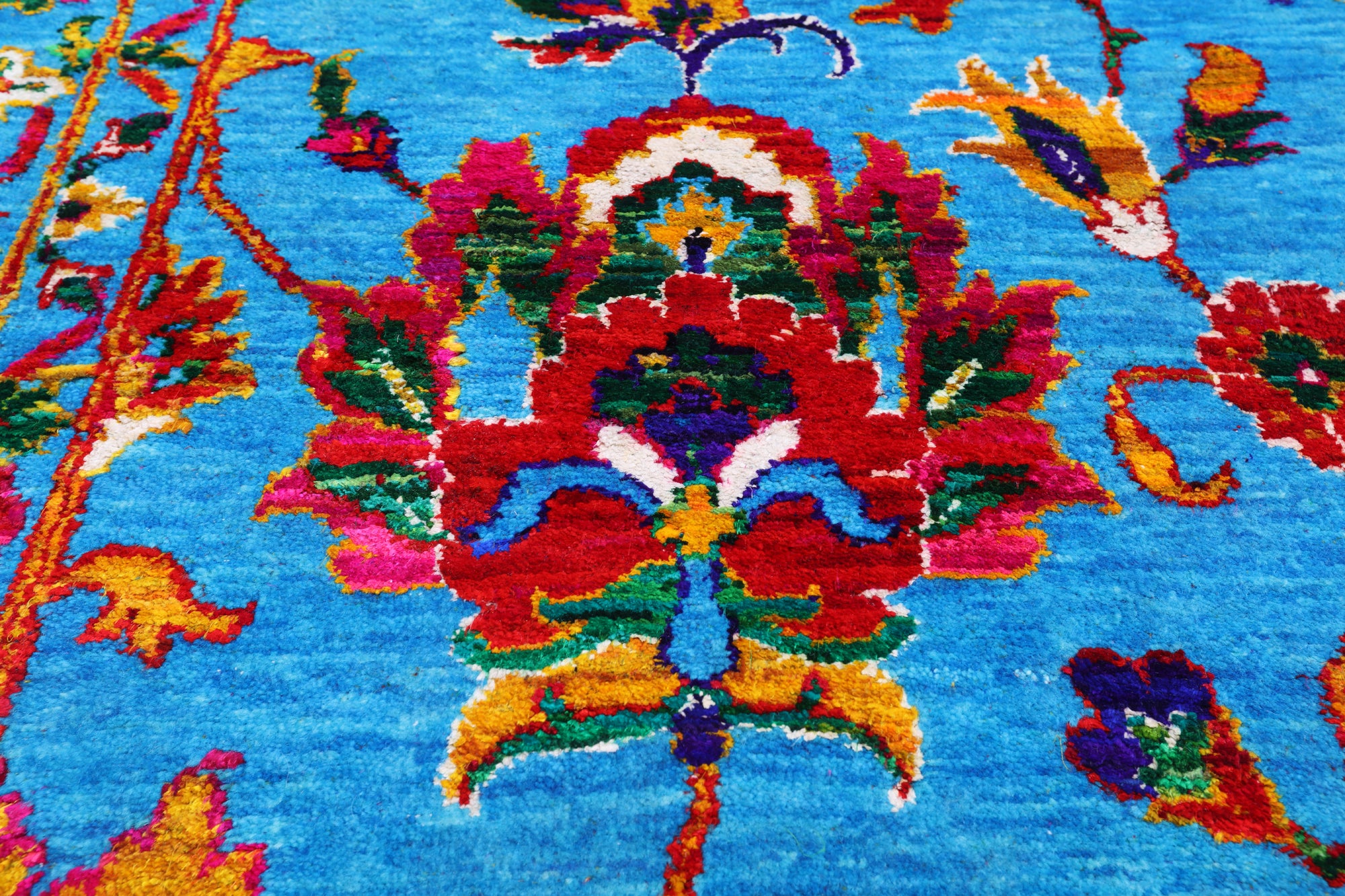 Blue Persian Tabriz Handmade Wool & Silk Rug - 10' 0" X 14' 6"