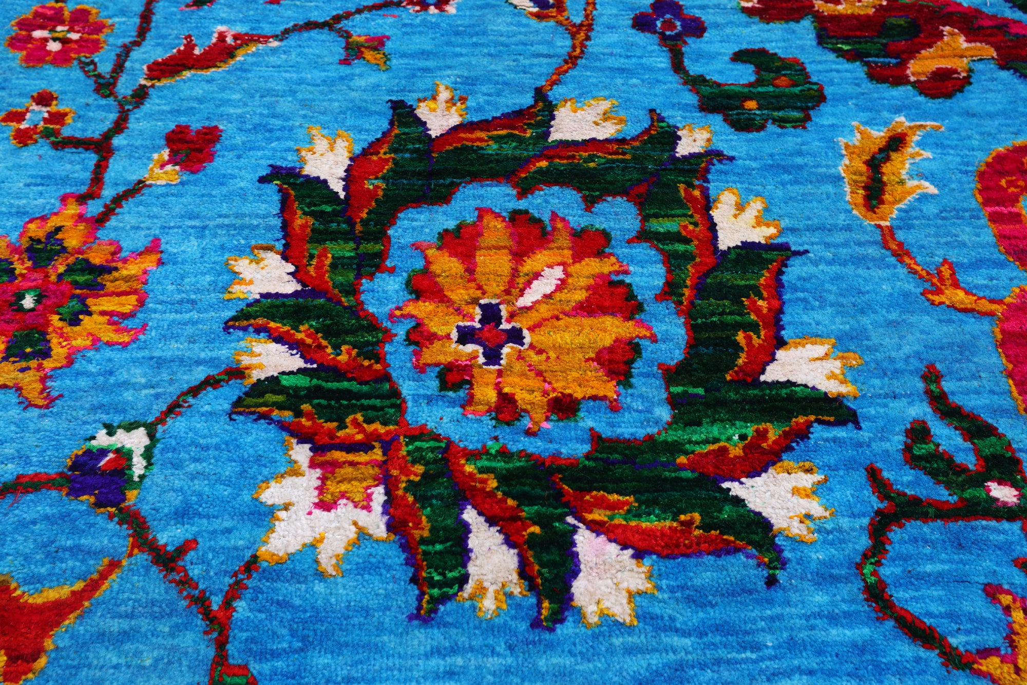 Blue Persian Tabriz Handmade Wool & Silk Rug - 10' 0" X 14' 6"
