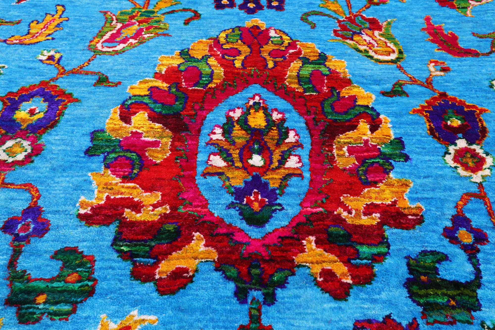 Blue Persian Tabriz Handmade Wool & Silk Rug - 10' 0" X 14' 6"