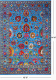 Blue Persian Tabriz Handmade Wool & Silk Rug - 10' 0" X 14' 6"