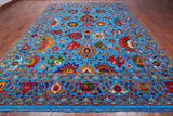 Blue Persian Tabriz Handmade Wool & Silk Rug - 10' 0" X 14' 6"