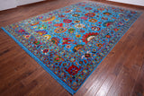 Blue Persian Tabriz Handmade Wool & Silk Rug - 10' 0" X 14' 6"