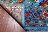 Blue Persian Tabriz Handmade Wool & Silk Rug - 10' 0" X 14' 6"