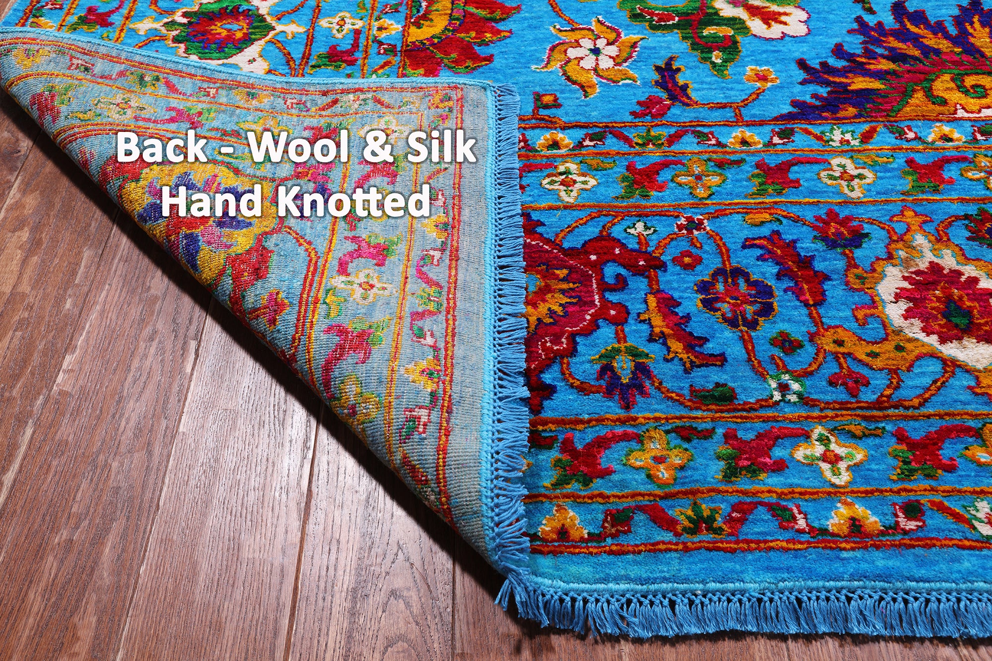Blue Persian Tabriz Handmade Wool & Silk Rug - 10' 0" X 14' 6"