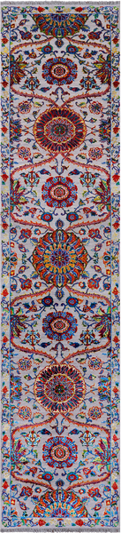 Grey Persian Tabriz Hand-Knotted Wool & Silk Runner Rug - 2' 7" X 11' 10"