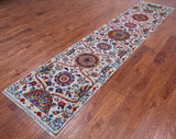 Grey Persian Tabriz Hand-Knotted Wool & Silk Runner Rug - 2' 7" X 11' 10"