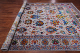 Grey Persian Tabriz Handmade Wool & Silk Rug - 8' 8" X 12' 1"