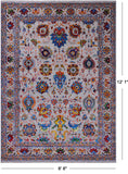 Grey Persian Tabriz Handmade Wool & Silk Rug - 8' 8" X 12' 1"