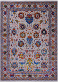 Grey Persian Tabriz Handmade Wool & Silk Rug - 8' 8" X 12' 1"