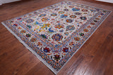 Grey Persian Tabriz Handmade Wool & Silk Rug - 8' 8" X 12' 1"