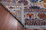 Grey Persian Tabriz Handmade Wool & Silk Rug - 8' 8" X 12' 1"