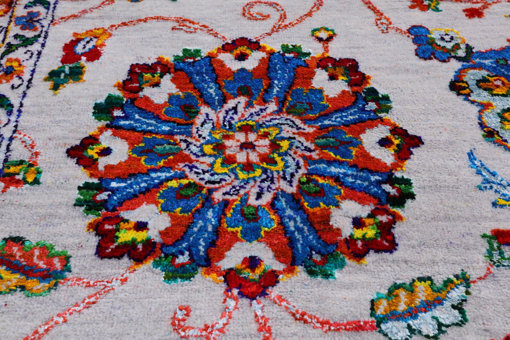 Grey Persian Tabriz Handmade Wool & Silk Rug - 8' 8" X 12' 1"