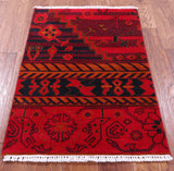 Red Peshawar Handmade Wool Rug - 2' 1" X 3' 1"