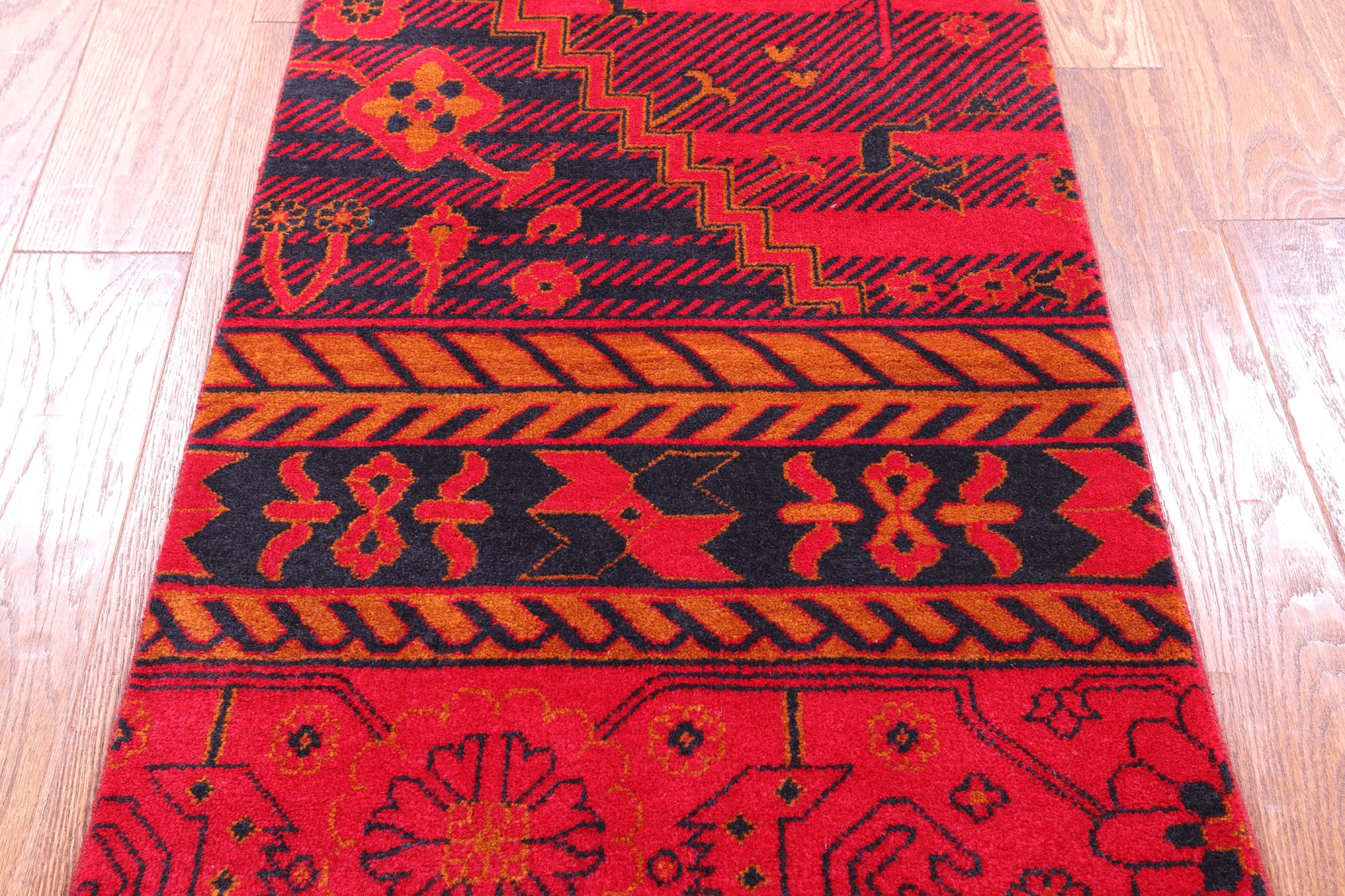 Red Peshawar Handmade Wool Rug - 2' 1" X 3' 1"