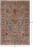 Peshawar Hand Knotted Wool Rug - 4' 1" X 5' 11"
