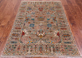 Peshawar Hand Knotted Wool Rug - 4' 1" X 5' 11"