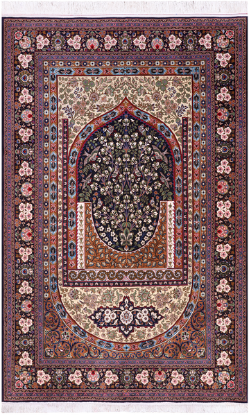 Persian Qum Handmade Wool Rug - 4' 8" X 7' 4"