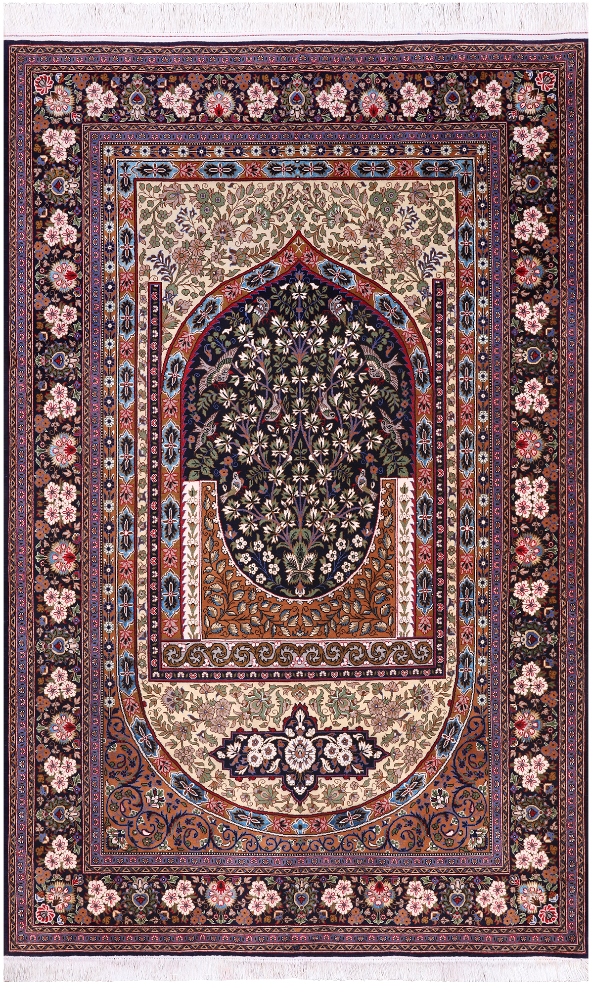 Persian Qum Handmade Wool Rug - 4' 8" X 7' 4"