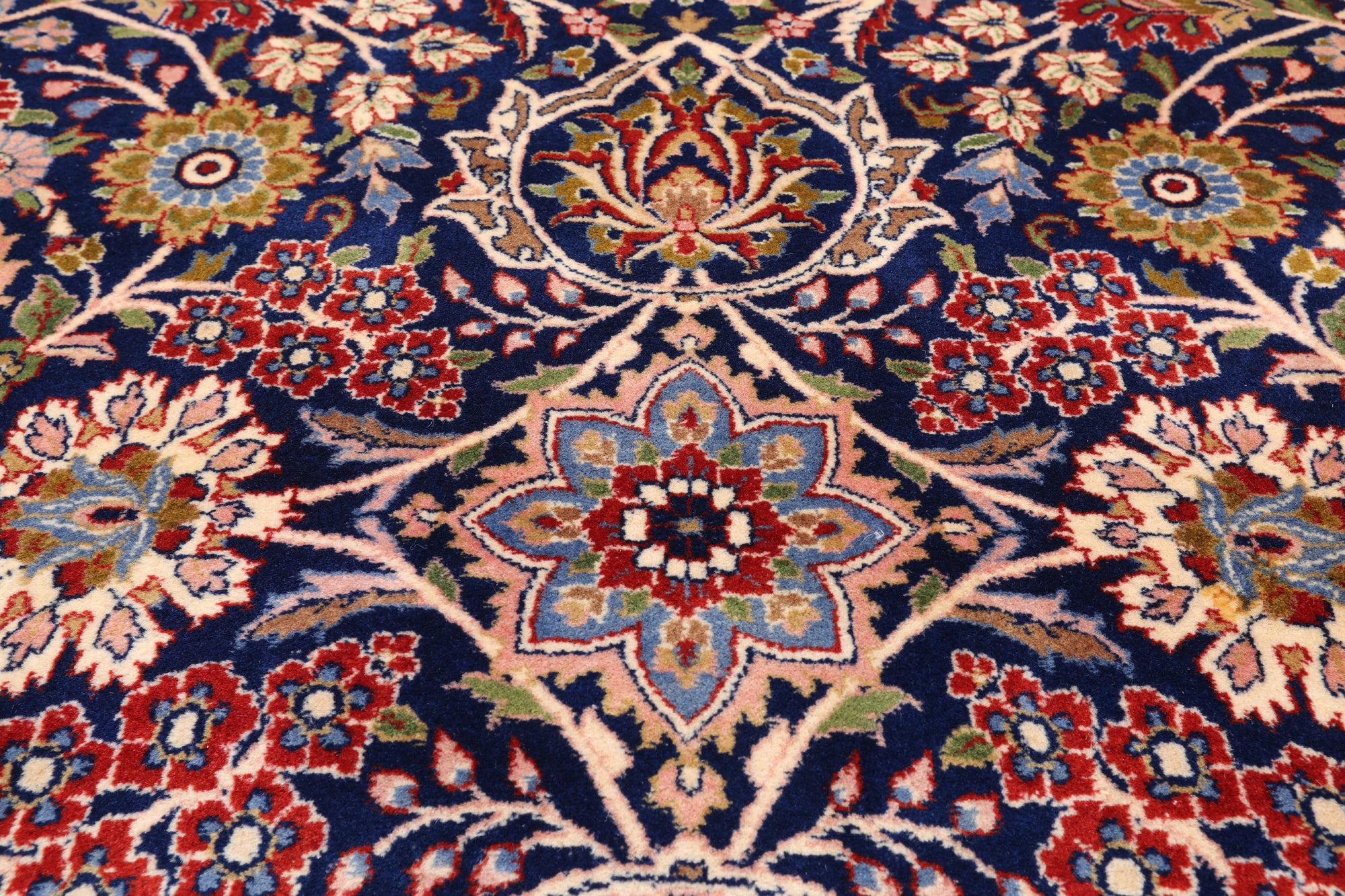 Navy Blue Persian Tabriz Hand Knotted Wool Rug - 12' 0" X 15' 0"