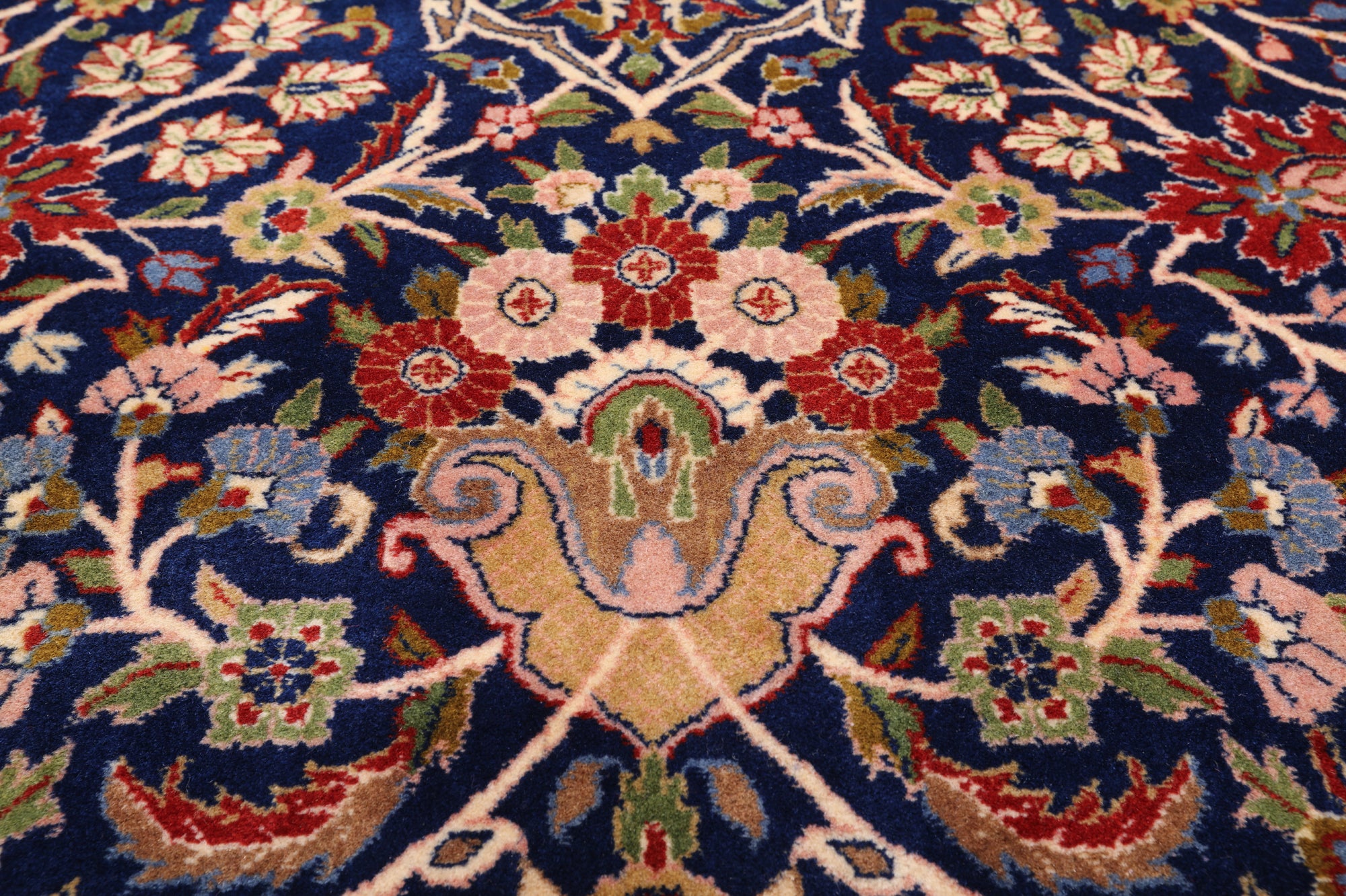 Navy Blue Persian Tabriz Hand Knotted Wool Rug - 12' 0" X 15' 0"