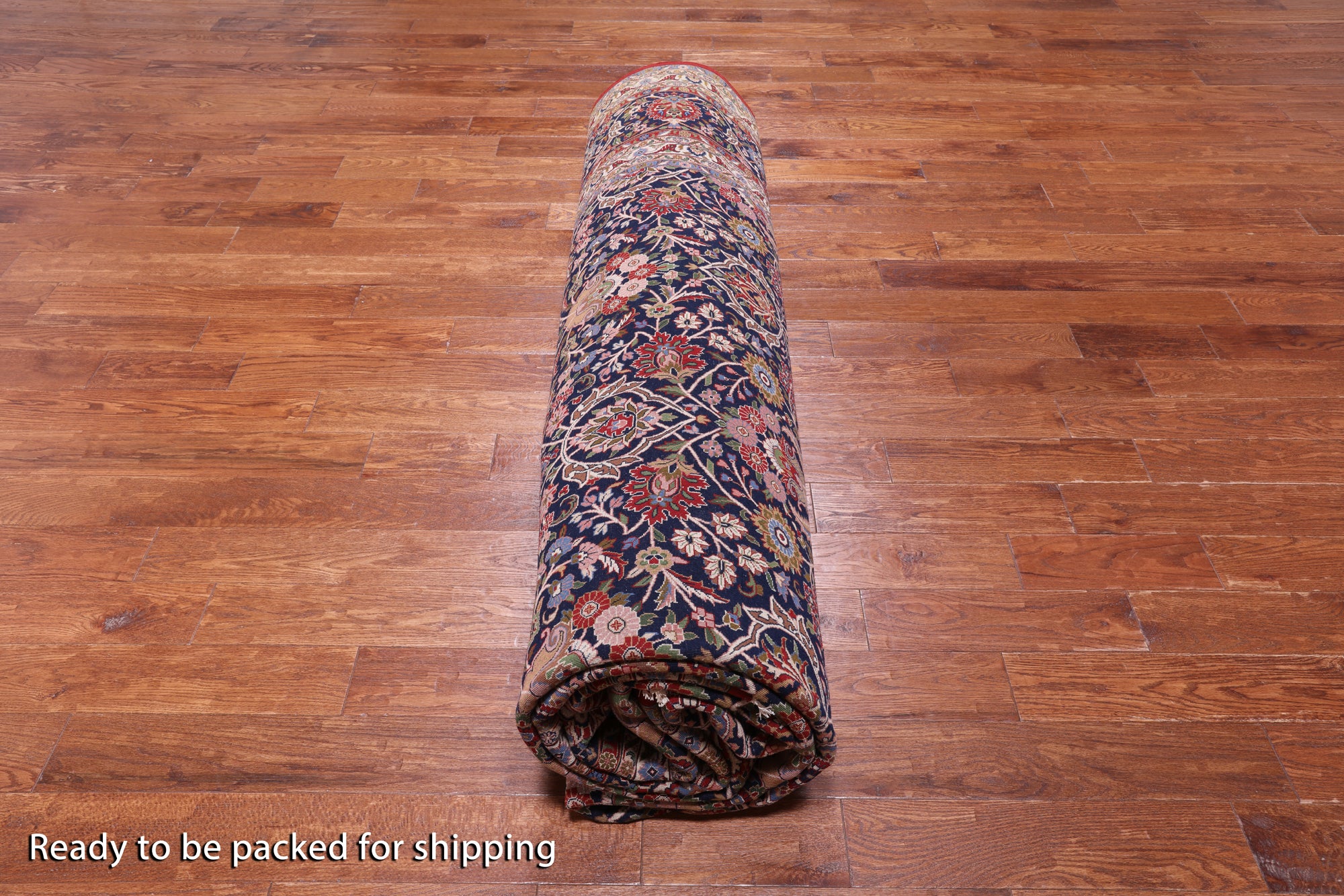 Navy Blue Persian Tabriz Hand Knotted Wool Rug - 12' 0" X 15' 0"
