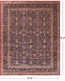Navy Blue Persian Tabriz Hand Knotted Wool Rug - 12' 0" X 15' 0"