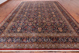 Navy Blue Persian Tabriz Hand Knotted Wool Rug - 12' 0" X 15' 0"