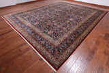 Navy Blue Persian Tabriz Hand Knotted Wool Rug - 12' 0" X 15' 0"