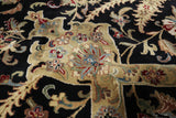 Black Persian Tabriz Handmade Wool Rug - 11' 9" X 18' 1"