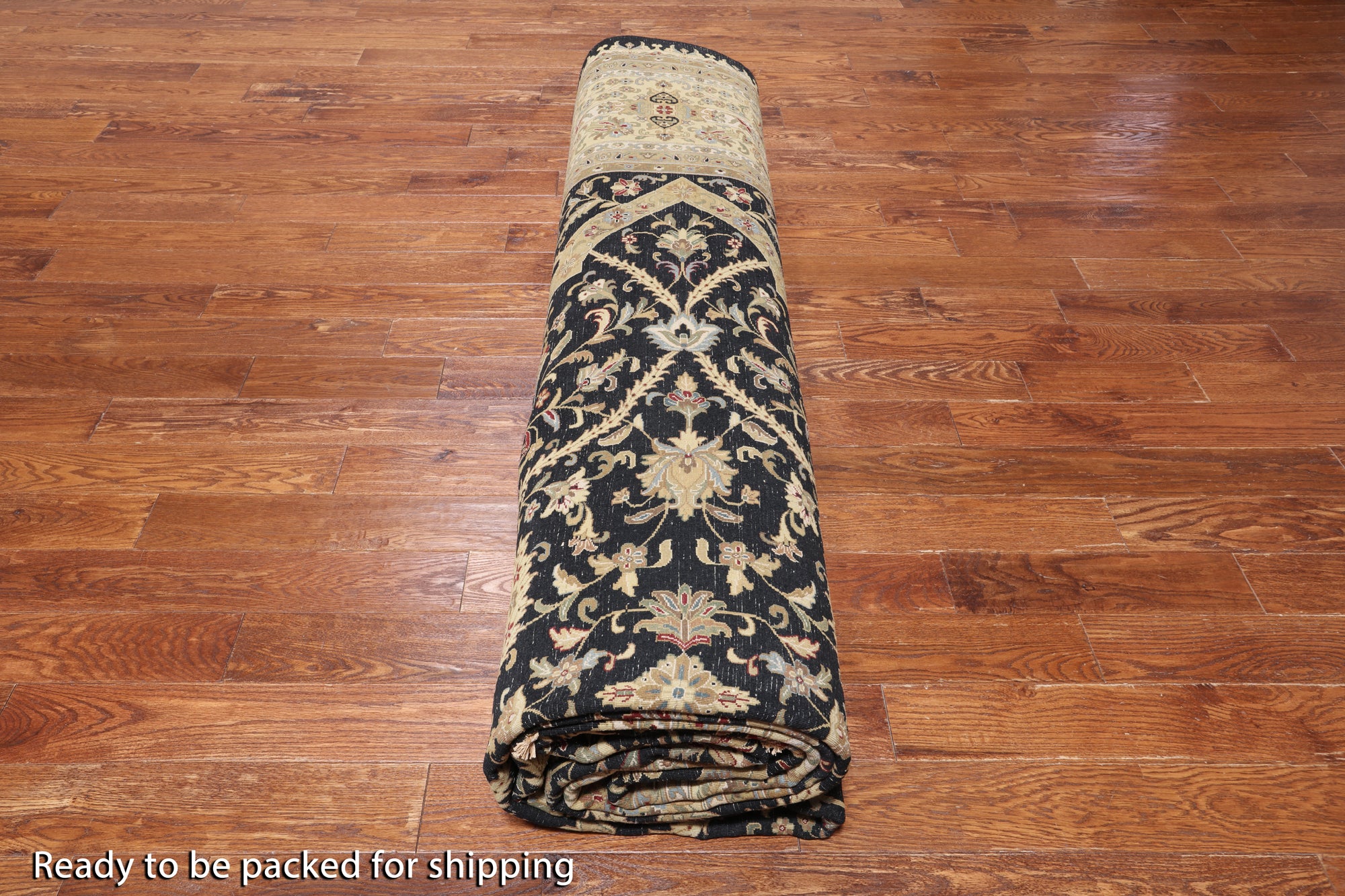 Black Persian Tabriz Handmade Wool Rug - 11' 9" X 18' 1"