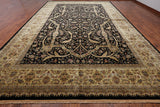 Black Persian Tabriz Handmade Wool Rug - 11' 9" X 18' 1"