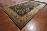 Black Persian Tabriz Handmade Wool Rug - 11' 9" X 18' 1"