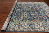 Navy Blue Persian Fine Serapi Handmade Wool Rug - 10' 0" X 14' 0"