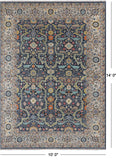 Navy Blue Persian Fine Serapi Handmade Wool Rug - 10' 0" X 14' 0"