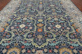 Navy Blue Persian Fine Serapi Handmade Wool Rug - 10' 0" X 14' 0"