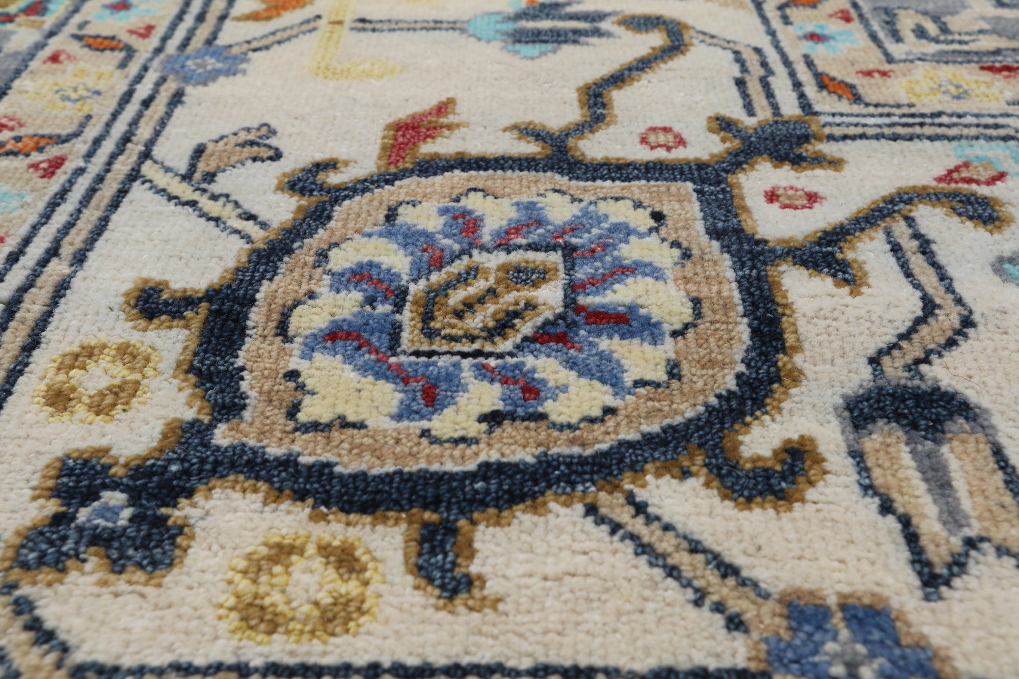 Navy Blue Persian Fine Serapi Handmade Wool Rug - 10' 0" X 14' 0"