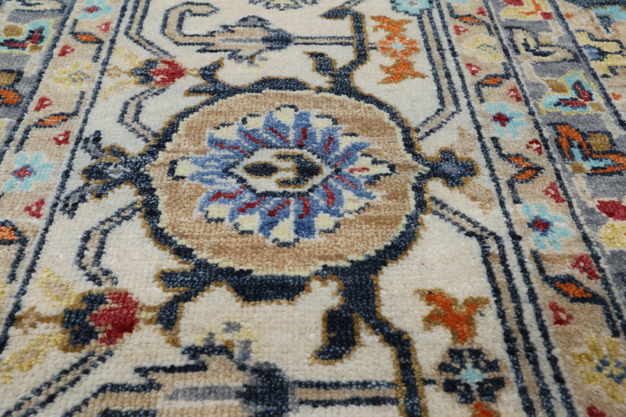 Navy Blue Persian Fine Serapi Handmade Wool Rug - 10' 0" X 14' 0"
